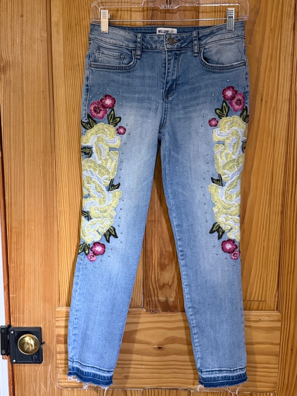 William Rast Womens Floral Embroidered Ankle Skinny Jeans ~ 28